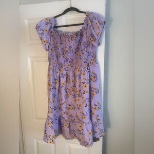 SHEIN Purple Off-the-Shoulder Puff Sleeve Sundress
